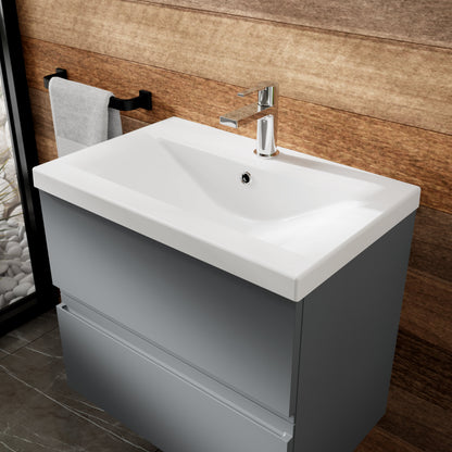 Hudson Reed Urban 500mm Satin Grey Wall Hung 2 Drawer Vanity Unit with Basin With Soft Close Drawers
