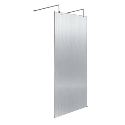 800mm Fluted Wetroom Scren with Arms & Feet Polished Chrome
