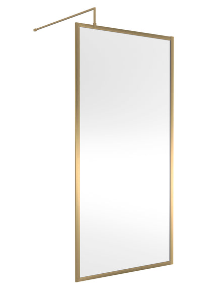 Full Outer Frame Wetroom Screens Full Outer Frame Wetroom 8mm Toughened Safety Glass Screen & Support Bar 1950mm x 1000mm x 8mm