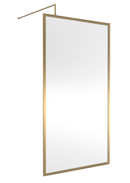 Full Outer Frame Wetroom Screens Full Outer Frame Wetroom 8mm Toughened Safety Glass Screen & Support Bar 1950mm x 1100mm x 8mm