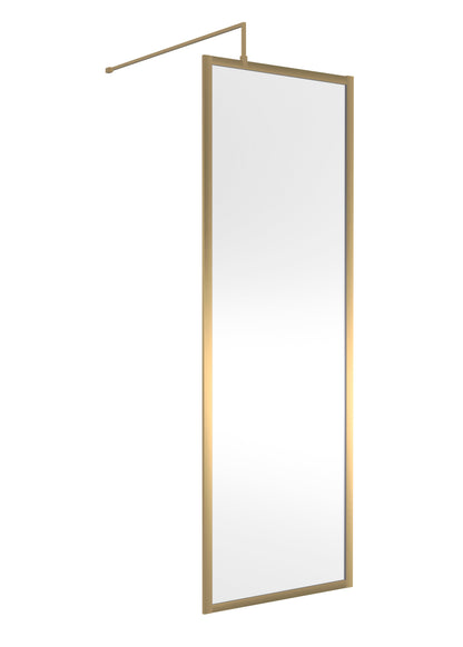 Full Outer Frame Wetroom Screens Full Outer Frame Wetroom 8mm Toughened Safety Glass Screen & Support Bar 1950mm x 700mm x 8mm
