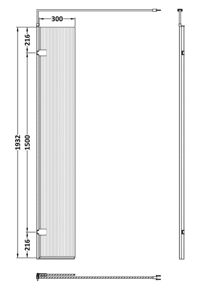 300 x 1950mm Fluted Hinged Screen Including bar