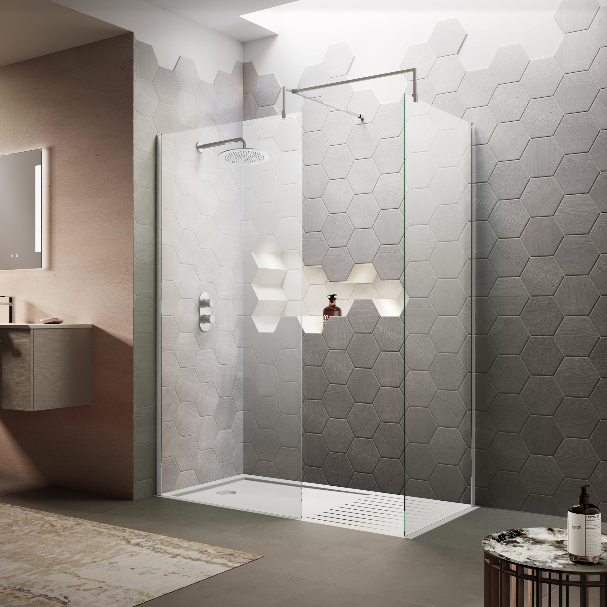 1100mm Wetroom Screen & Support Bar