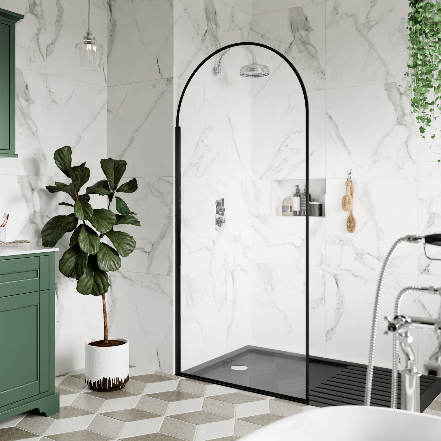 800mm Arched Wetroom Screen 8mm Glass