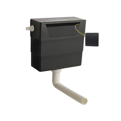 Hudson Reed Matt Black Universal Access Cistern With Matt Black Square Flush Plate