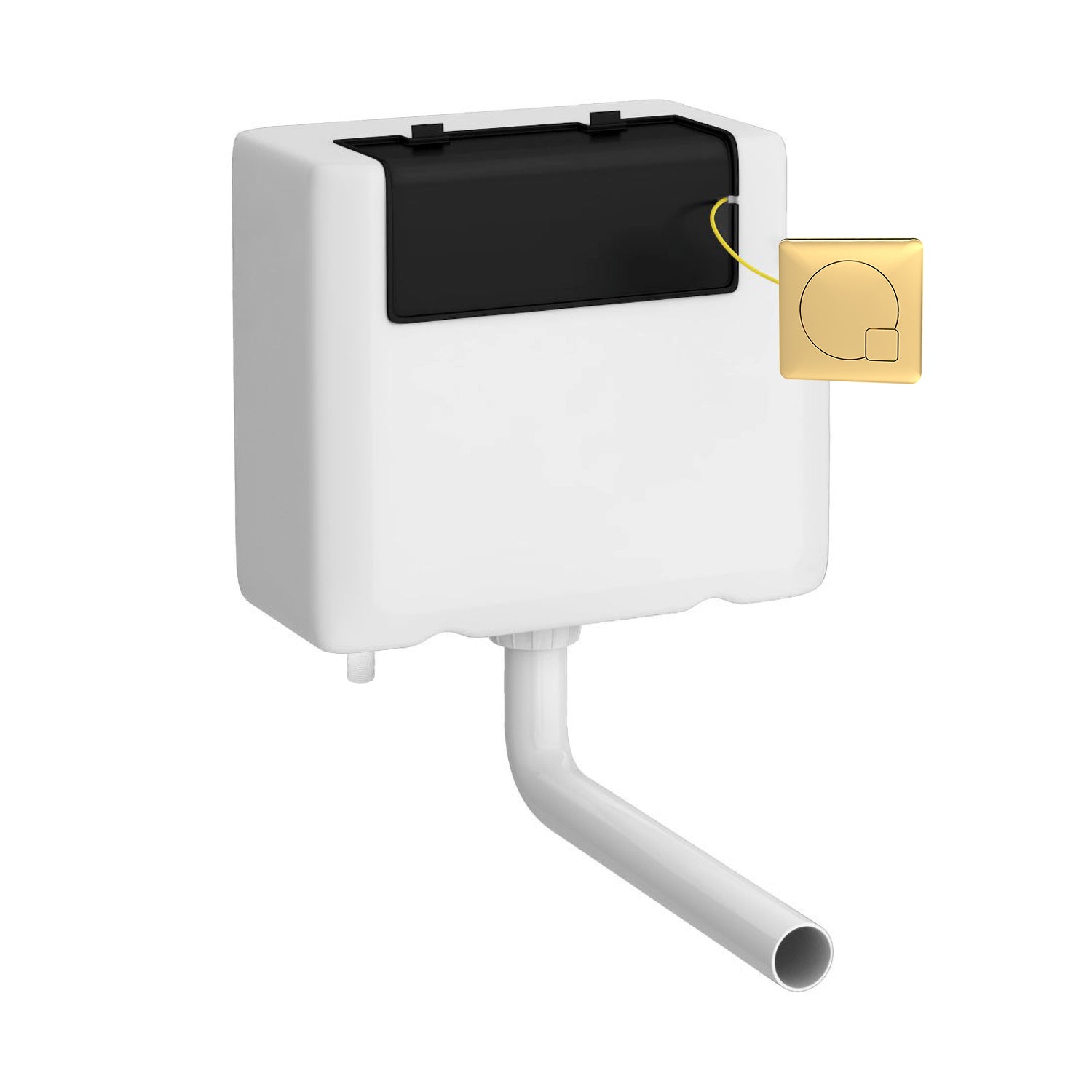 Hudson Reed Brushed Brass Concealed Cistern With Traditional Brass Square Flush Plate
